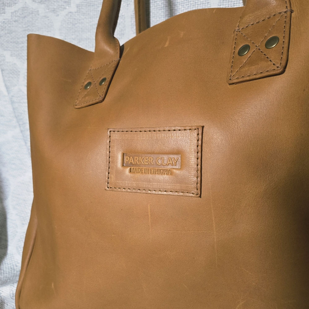Parker Tan Leather Tote Bag